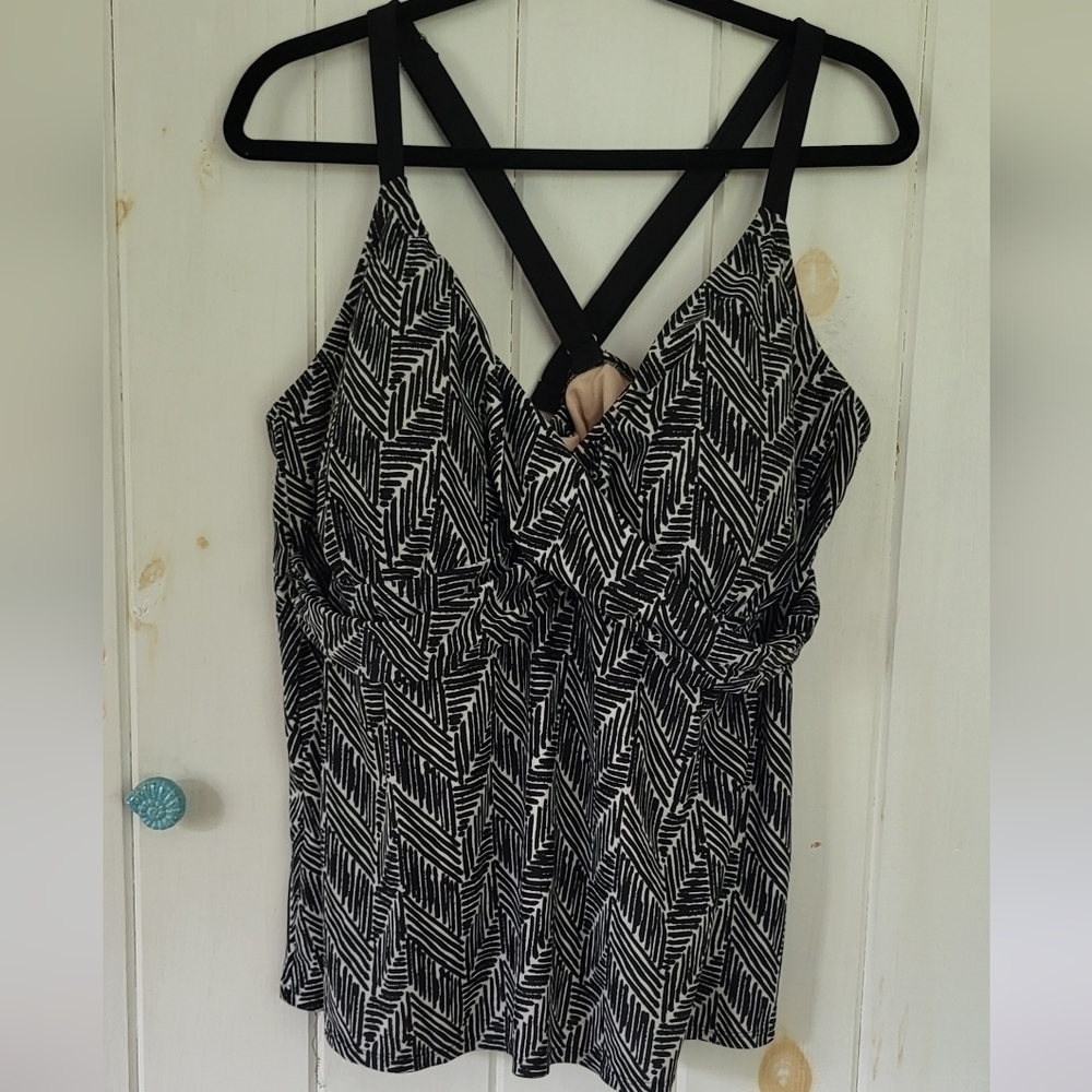 Ava & VIV Molded Cup Crisscross Back Tankini Swim Top